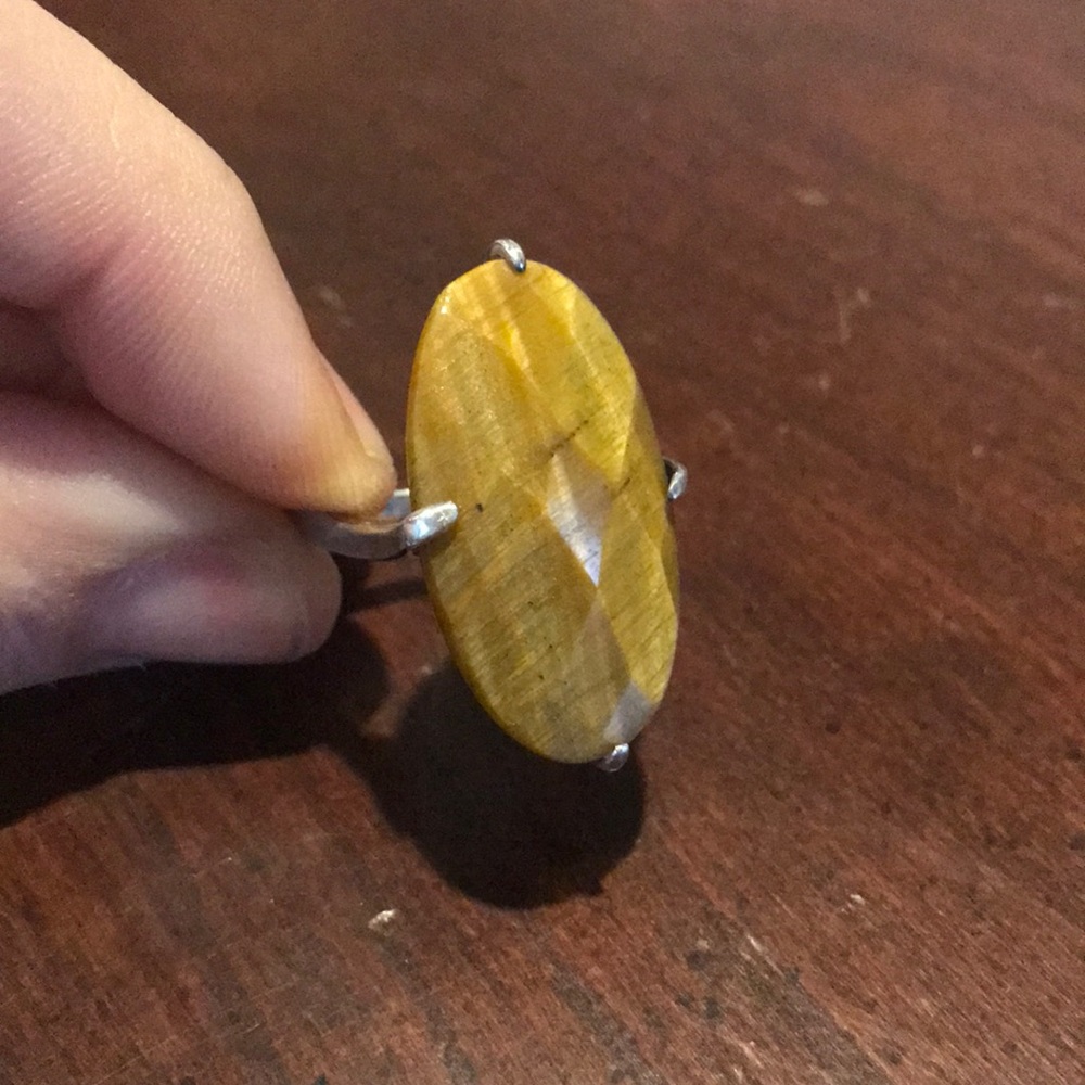 QVC Sterling Silver Chunky Tiger’s Eye Ring Size 7